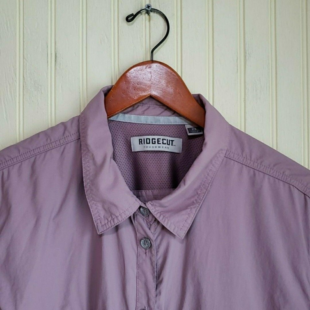 Ridgecut Shirt Mens 2XL Purple Long Sleeve Outdoor Fishing Pockets‎ Button-Up